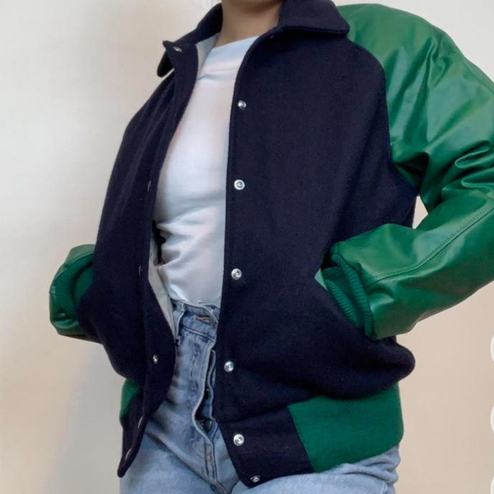 Varsity Oversized Jacket Leather Sleeves